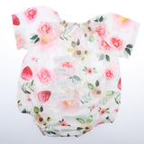Baby Rompers Dress Short Sleeve Floral Jumpsuits One-Pieces Pants 80cm