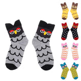 Lady Girls Cartoon Animal Pattern Socks Cotton Warm Socks Black