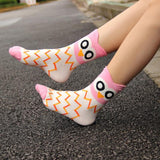 Lady Girls Cute Cartoon Animal Pattern Socks Cotton Warm Socks Pink