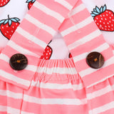 Baby Girls Straberry Sling Romper Cotton Jumpsuit Sleeveless 70cm Pink