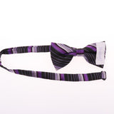 Men Tuxedo Bowtie Pre-tied Neckties with Adjustable Strap Purple Strips