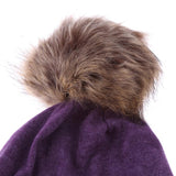 Maxbell Kids Knit Beanie Cap Cotton Warm Hat with Pompom for Autumn Winter Purple