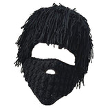 Maxbell Unisex Knit Bearded Hat Handmade Wig Winter Warm Ski Mask Beanie Adult Black