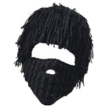Unisex Knit Bearded Hat Handmade Wig Winter Warm Ski Mask Beanie Adult Black