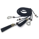 Ladies Girls Women Skinny Thin Fashion Waist Belt Waistbelt Tassel Black