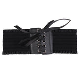 Maxbell Women Soft Faux Leather Wide Self Tie Waist Band Cinch Boho Belt