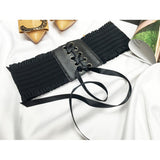 Maxbell Women Soft Faux Leather Wide Self Tie Waist Band Cinch Boho Belt
