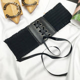 Maxbell Women Soft Faux Leather Wide Self Tie Waist Band Cinch Boho Belt