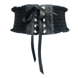 Maxbell Women Soft Faux Leather Wide Self Tie Waist Band Cinch Boho Belt
