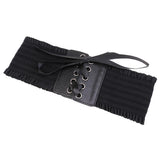 Maxbell Women Soft Faux Leather Wide Self Tie Waist Band Cinch Boho Belt