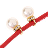 Fashion Women Pearl Decoration Waist Belt Thin Strap Dress Waistband Red