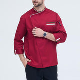 Mens Womens Long Sleeve Chef Jacket Coat Restaurant Cook Uniform M Red