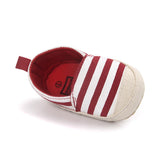 Unisex Baby Crib Shoes Stripe Soft Sole Comfort Prewalker Shoes L Red