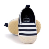 Unisex Baby Crib Shoes Stripe Soft Sole Comfort Prewalker Shoes L Blue