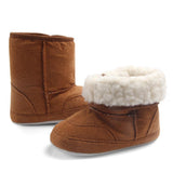 Maxbell Baby Soft Sole Anti-Slip Mid Calf Winter Warm Infant Prewalker Snow Boots 6-12 Months Brown
