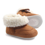 Maxbell Baby Soft Sole Anti-Slip Mid Calf Winter Warm Infant Prewalker Snow Boots 6-12 Months Brown