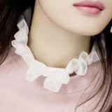 Girls Ladies White Choker Necklace Detachable Shirt Fake False Collar Removable Ruffled Blouse