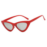 Women Vintage Triangle Mirrored Sunglasses Eyewear Designer Red Silver