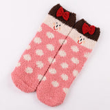 Women Animal Winter Fluffy Warm Bed Sleep Socks Christmas Xmas Gift Pink Girl