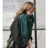 Women Oversized Blanket Tartan Scarf Wrap Shawl Plaid Checked Pashmina Shawl Green