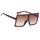 Women Vintage Rectangle Sunglasses Brown frame Gradient Brown Lense