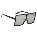 Women Vintage Rectangle Sunglasses Black Farme Silver Lense