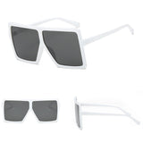 Women Vintage Rectangle Sunglasses White Farme Gray Lense