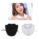 Womens Fake Collar Removable False Blouse Embroidered Chiffon Black