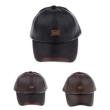 Mens Winter PU Baseball Cap Adjustable Golf Sport Hat Style 1-Black