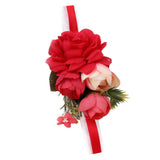 Max Bridal Wrist Corsage Bridesmaid Hand Flower Wedding Prom Party Decor Red