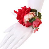 Max Bridal Wrist Corsage Bridesmaid Hand Flower Wedding Prom Party Decor Red