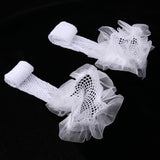 Women Mesh Long Socks Thigh High Stocking With Lace Flower White