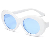 Vintage Retro Women Men Glasses Round Mirror Lens Sunglasses White+Blue