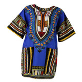 Maxbell  Unisex African Prints Dress Cotton Dashiki Shirt Ethnic Caftan Royal Blue