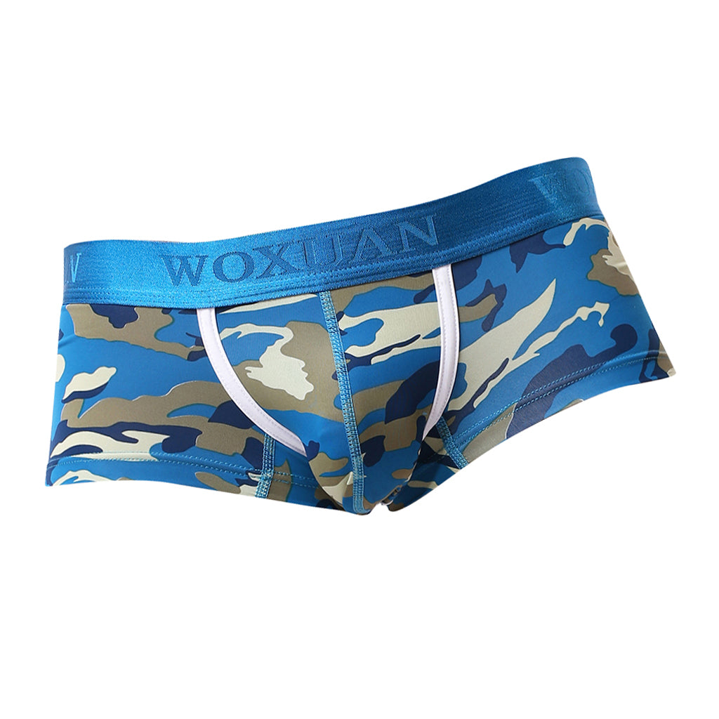 Max Men Camo Underwear Camouflage Brief Swim Trunks Sport Shorts Blue XL