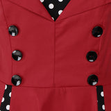 Max Women Polka Dots Vintage 50s Style Cocktail Party Swing Dress  2XL Wine red