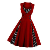 Max Women Polka Dots Vintage 50s Style Cocktail Party Swing Dress  2XL Wine red