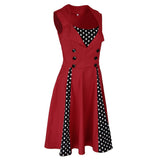 Max Women Polka Dots Vintage 50s Style Cocktail Party Swing Dress  2XL Wine red