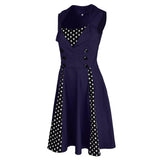 Max Women Polka Dots Vintage 50s Style Cocktail Party Swing Dress  S	 Blue