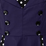 Max Women Polka Dots Vintage 50s Style Cocktail Party Swing Dress  S	 Blue