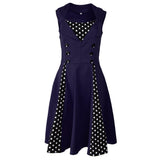 Max Women Polka Dots Vintage 50s Style Cocktail Party Swing Dress  S	 Blue