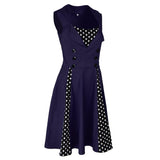 Max Women Polka Dots Vintage 50s Style Cocktail Party Swing Dress  S	 Blue