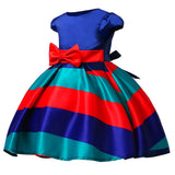 Max Flower Girl Dress Stripes Bow Wedding Bridesmaid Birthday Pageant 3-4 Years