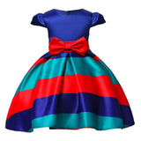 Max Flower Girl Dress Stripes Bow Wedding Bridesmaid Birthday Pageant 9-10 Years