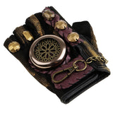 Max Steampunk Vintage Fingerless Artificial Leather Gloves Cosplay L Left hand