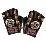 Max Steampunk Vintage Fingerless Artificial Leather Gloves Cosplay L Left hand