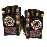 Max Steampunk Vintage Fingerless Artificial Leather Gloves Cosplay L Left hand