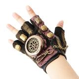 Max Steampunk Vintage Fingerless Artificial Leather Gloves Cosplay XL Right hand