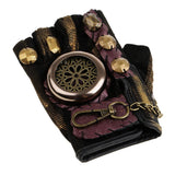 Max Steampunk Vintage Fingerless Artificial Leather Gloves Cosplay L Left hand