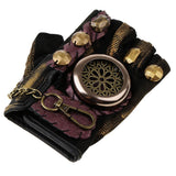 Max Steampunk Vintage Fingerless Artificial Leather Gloves Cosplay XL Right hand